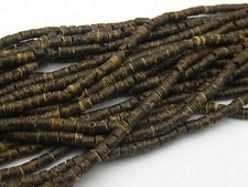 5 Strands of 22" Natural Dark Coconut Column Heishi Beads 4mm Jewelry Making