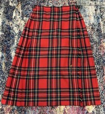 Vintage Wool Kilt The Scottish Centre London Pure Wool Plaid Red Duck Pin Adjust