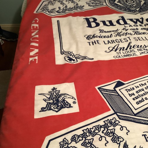 Vintage Budweiser HUGE 107" x 80" Cloth Garage Shop Banner Tailgate Man Cave - Picture 7 of 12