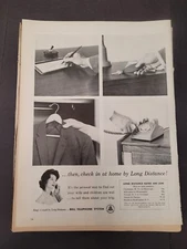 1961 VTG Orig Magazine Ad Bell Telephone Check In At Home By Long Distance