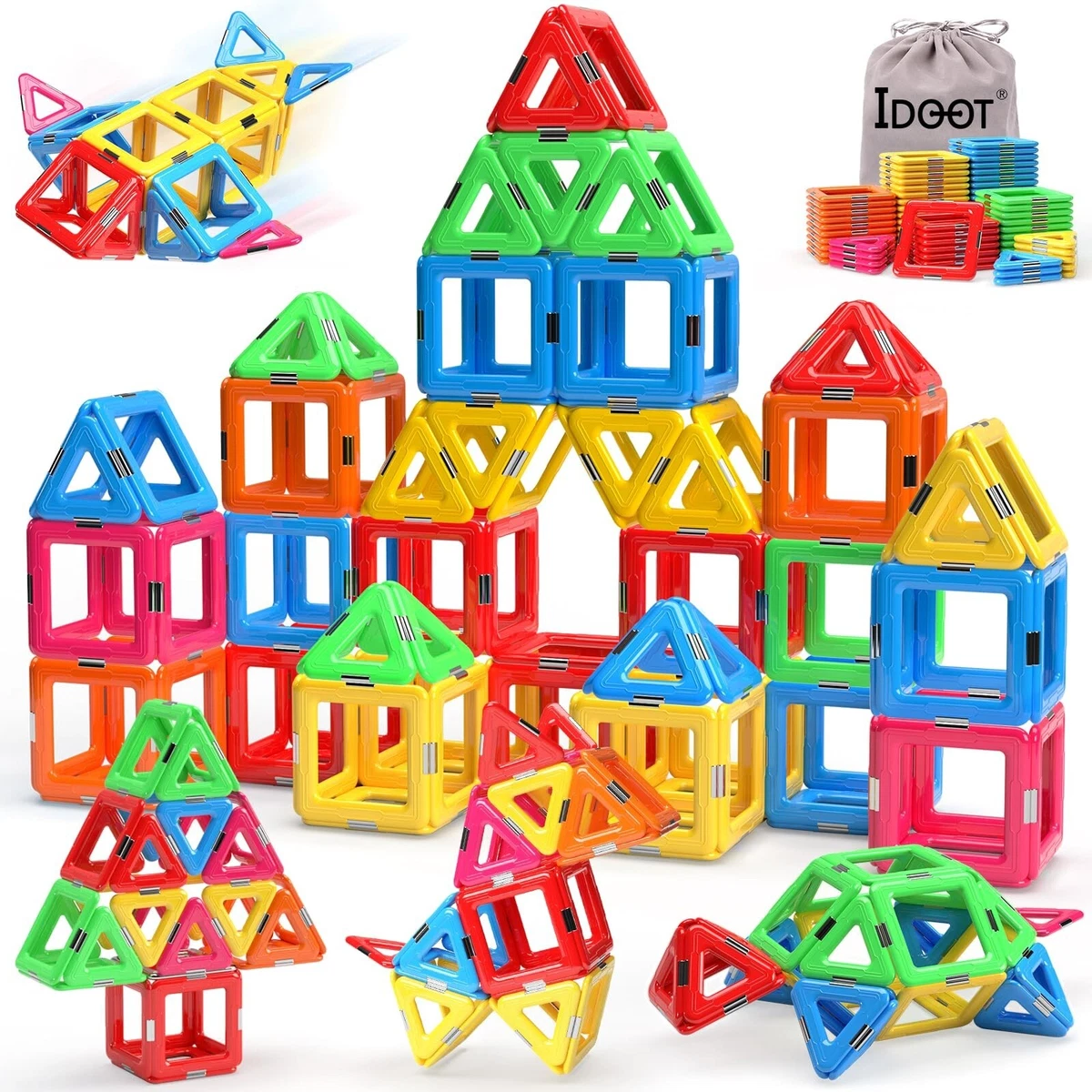 idoot Magnetic Tiles Building Blocks Toys for Kids Educational