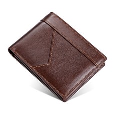 Men's Wallet 100 Leather RFID Blocking ID Card Holder Coin Purse Large Capacity