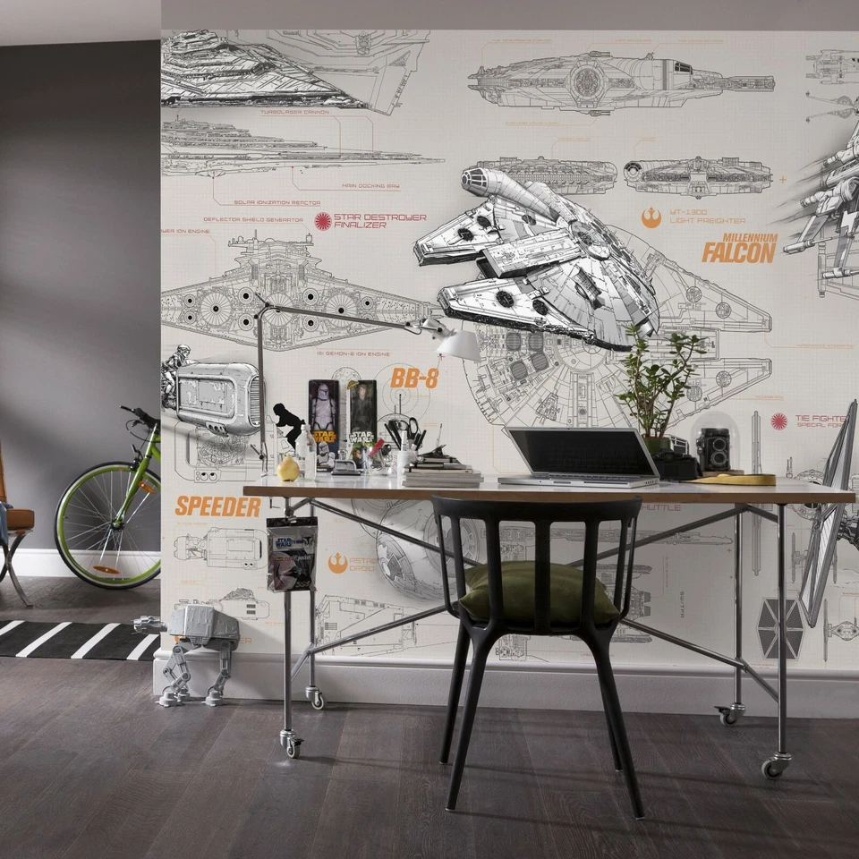 Mural de pared gigante Star Wars papel tapiz naves espaciales niños habitación papel decoración Foto 4 de 4