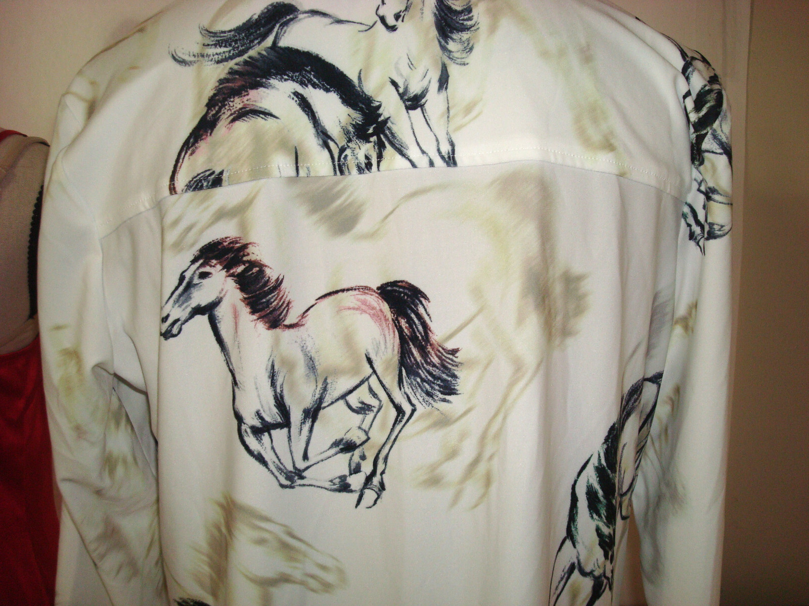 New Womens Attitudes by Renee Shirt Polo Dress SP Small Petite Horses White Blac image 3