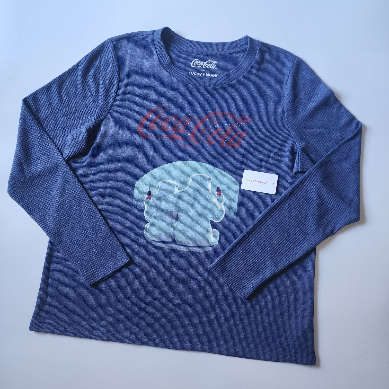 Lucky Brand x Coca-Cola Polar Bear Graphic Tee Mens Large Blue NWT $50