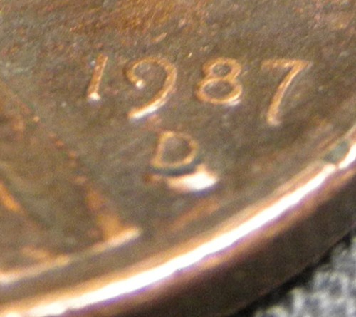 1987 D/D Double D Lincoln Memorial Cent Penny Mint Mark Error - Picture 7 of 7