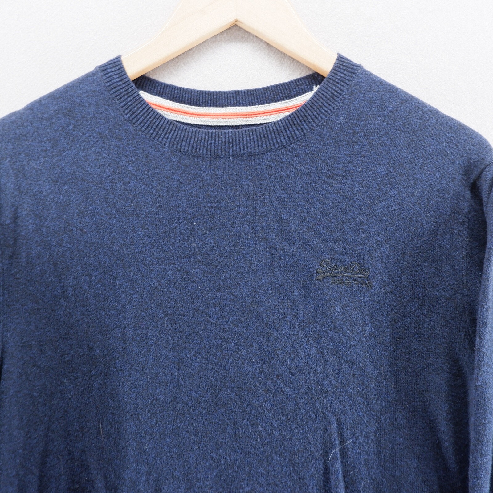 Superdry Mens Jumper Small Blue Pullover Knit Cotton Cashmere Blend