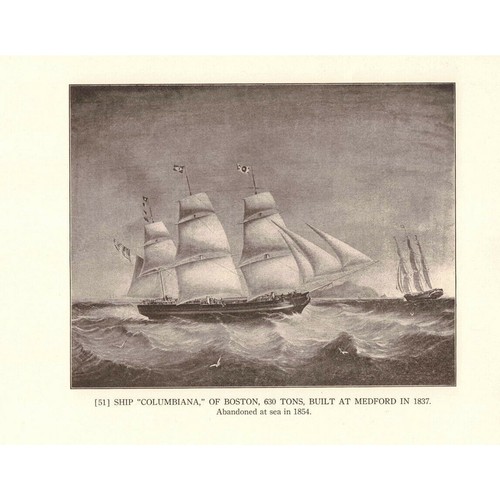 1922 Nautical Lithograph Ship "Columbia" of Boston 2R1-61