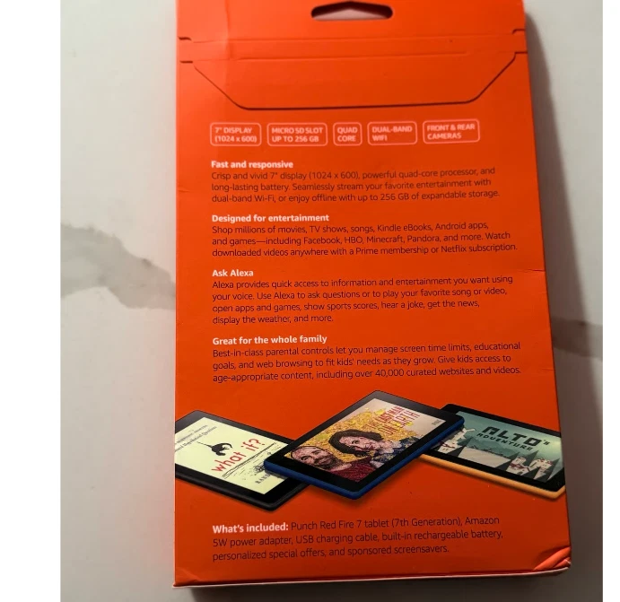 Amazon Fire 7 W/Alexa Brand New Punch Red 8gb - Image 2 of 3