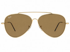 Ray-Ban RB R0101S Aviator Reverse 001/CB 59-11 145 Gold Brown Lens Sunglasses