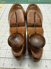 Pair of Large Vintage Vented Hinged Wooden Shoe Trees- Stamped 11 - 3