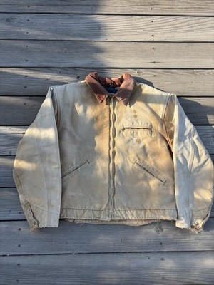 Carhartt Detroit Vintage Tan Blanket Lined Jacket Size XL | eBay