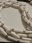 Vintage 31" White Four Strand Necklace Tubular Beads With Small Round Gold Used — photo 8