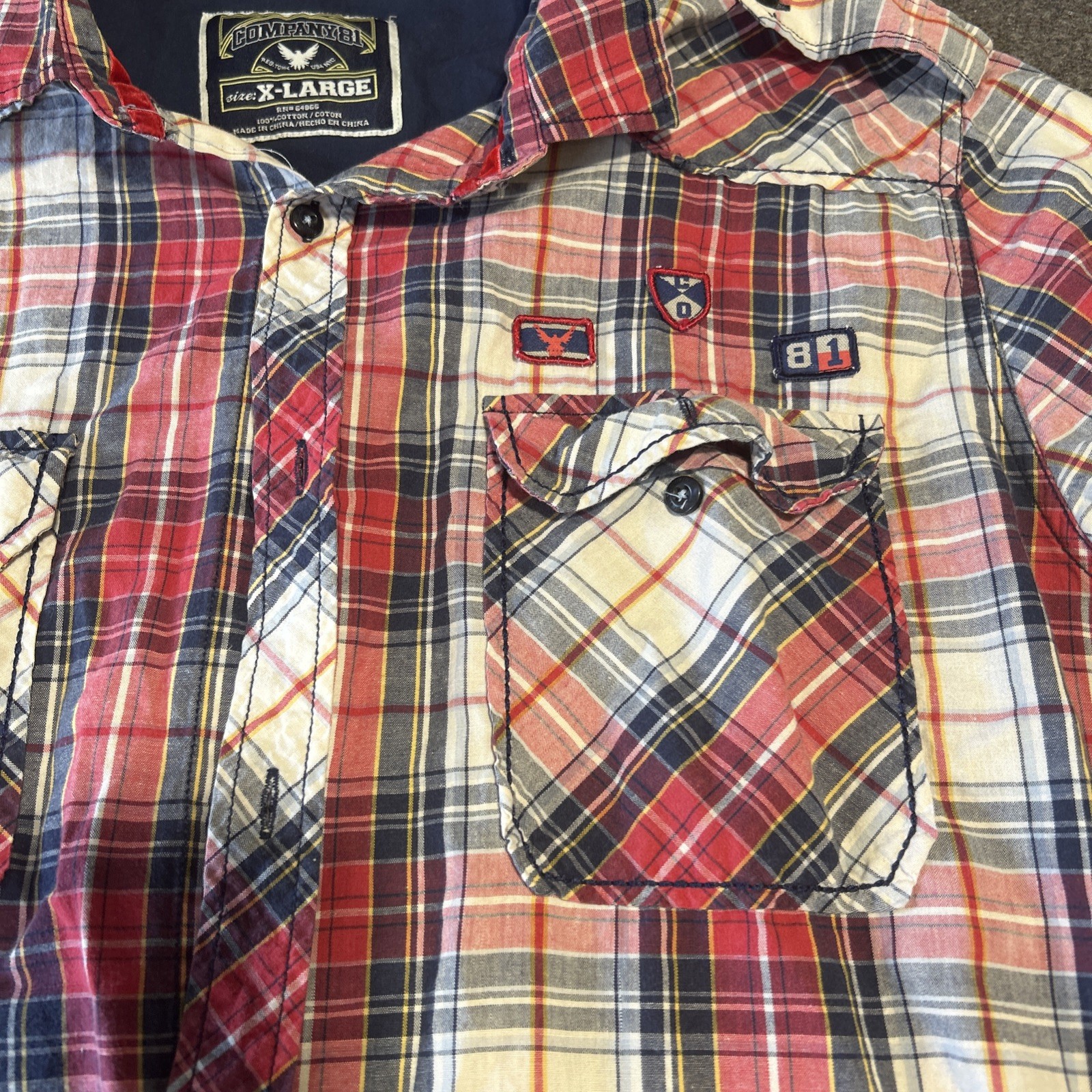 Company 81 Mens Plaid Wrancher Western Casual Long Sleeve Light Cotton Shirt XL image 2