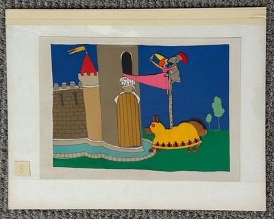 SEYMOUR CHWAST Push Pin ORIGINAL ART Schweppes. KNIGHT Rescues DAMSEL TV AD 1970