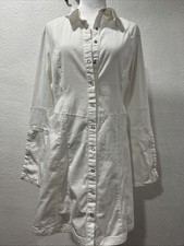 Free People Dress Womens Large White Thea Mini Snap Shirt Dress Open Tunic