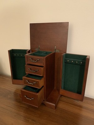 Bombay Co. 1997 Wooden Jewelry Armoire / Open Top,3 Drawers,2 Side Cherry Finish