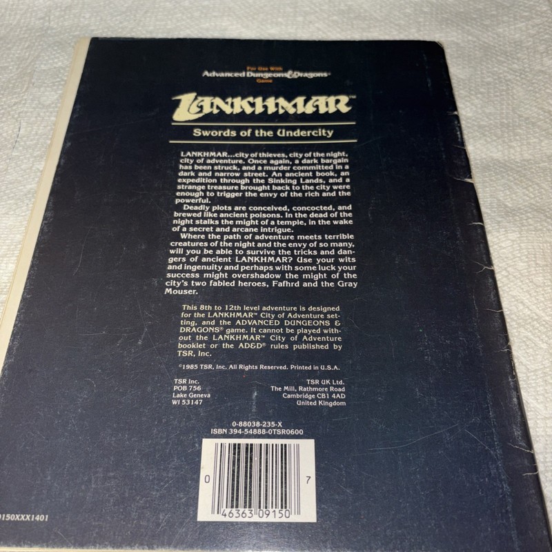 TSR Advanced Dungeons & Dragons Lankhmar Swords of the Undercity 1985 9150