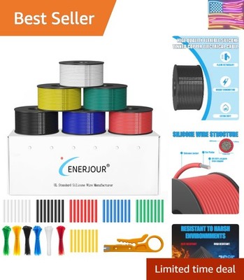 14 Gauge Wire 120FT, 14 AWG Flexible Silicone Cable, 6 Colors Each Wire Spool...
