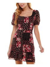 CITY STUDIO Womens Short Dress Black Criss-cross Tie-back Juniors 9
