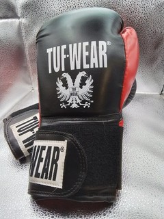 TUF WEAR Boxing Gloves 16oz Black Red Training Sparring #4456
