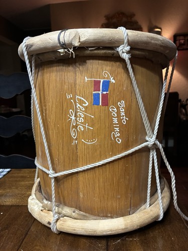 11.25"x11.25" Dominican Republic Tambora 2 Sided Drum "Santo Domingo Celeste"