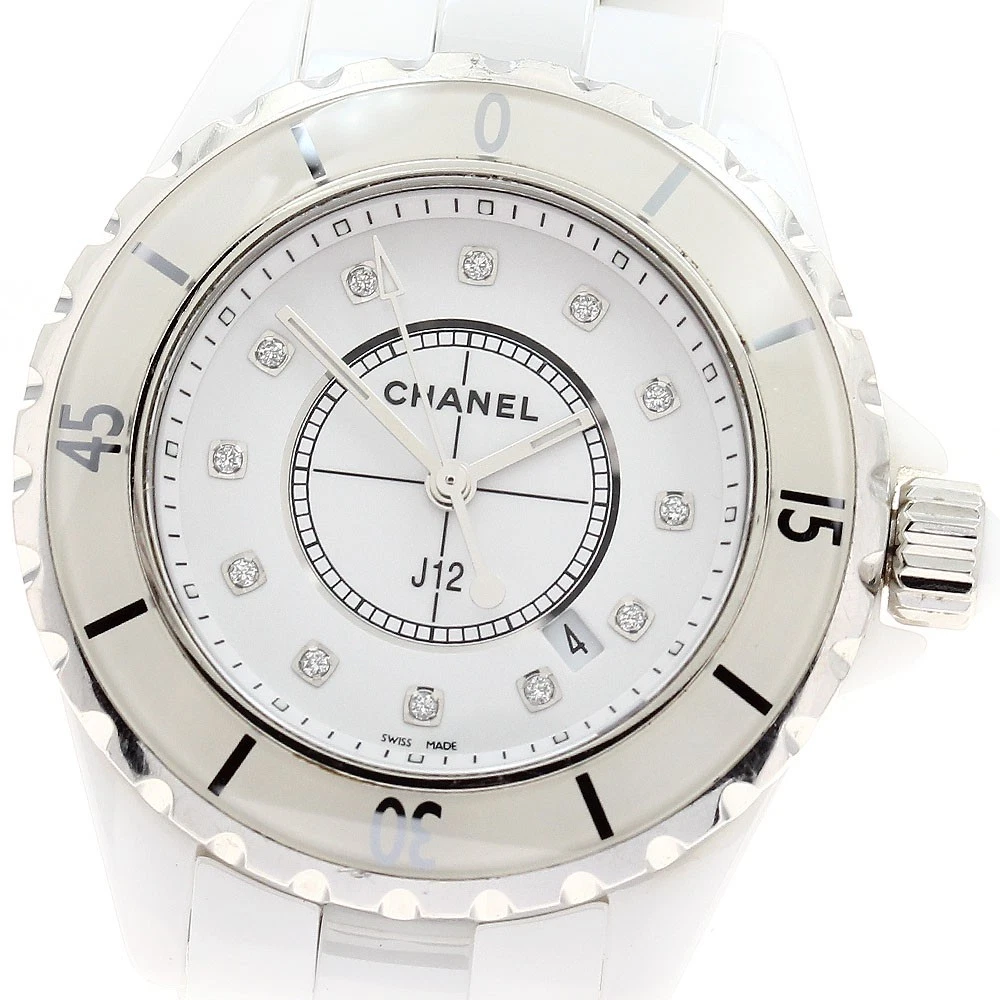 Orologio donna CHANEL J12 H1628 ceramica bianca 12P diamante quadrante bianco_890895