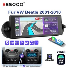 2G+64GB Carplay Android14 Autoradio GPS FM RDS BT Für VW New Beetle 1C1 9C1 +KAM
