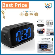 Compact Bedside Digital Alarm Clock - Customizable Sounds & Snooze Function