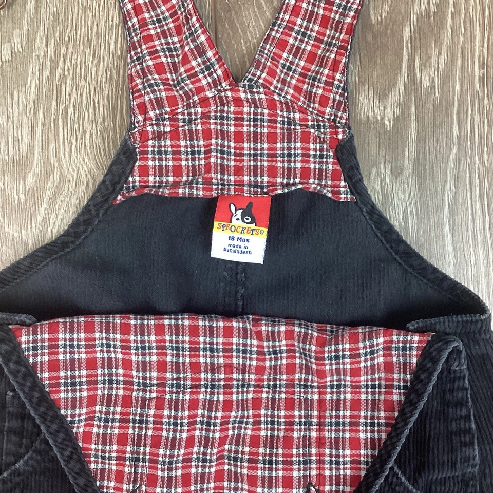 Mono Sprockets negro para niños pequeños negro pana franela abatible 18 meses Foto 4 de 4