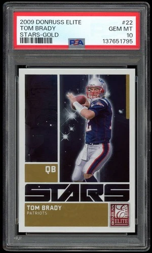 2009 Donruss Elite #22 TOM BRADY Stars Gold PSA 10 GEM MINT SP /899 Pop 8