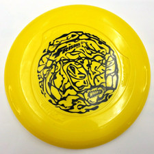 Wham-O Original 9 Inch Frisbee Disc Yellow Old Run With cool Graphics