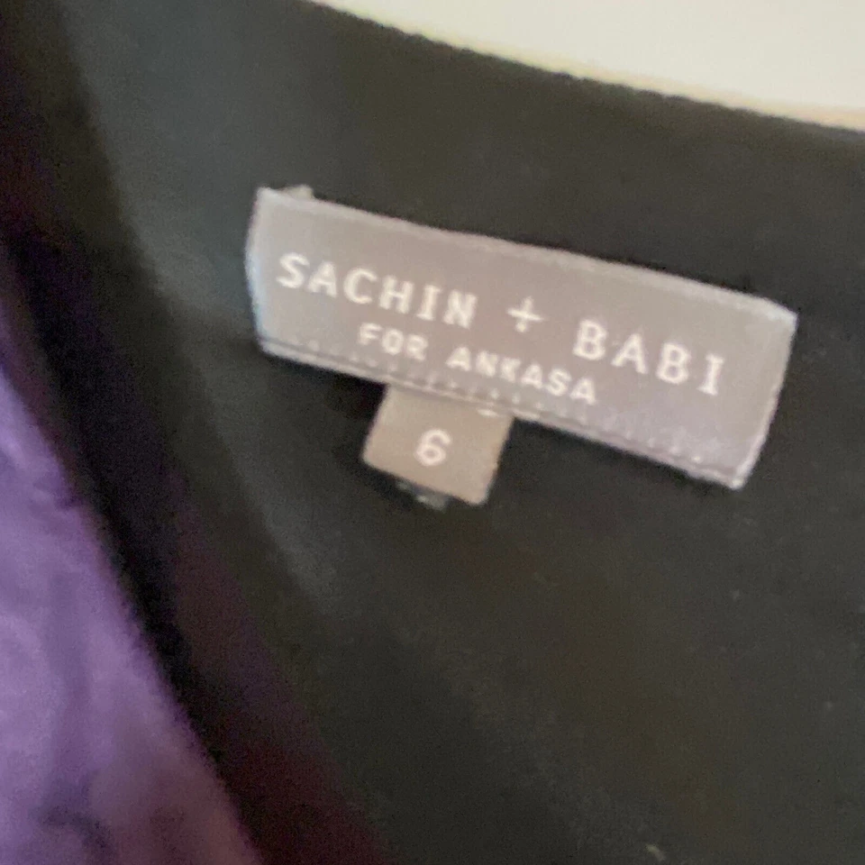 Vestido Sachin & Babi para Ankasa Talla 6 Volantes Imitación Cuero Ciruela Envejecida LEER Foto 3 de 4