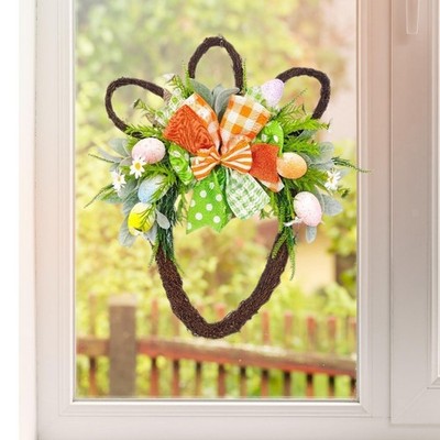 Easter Egg Wreath Spring Wreath with Bowknot Easter Decor Artificial Garland for