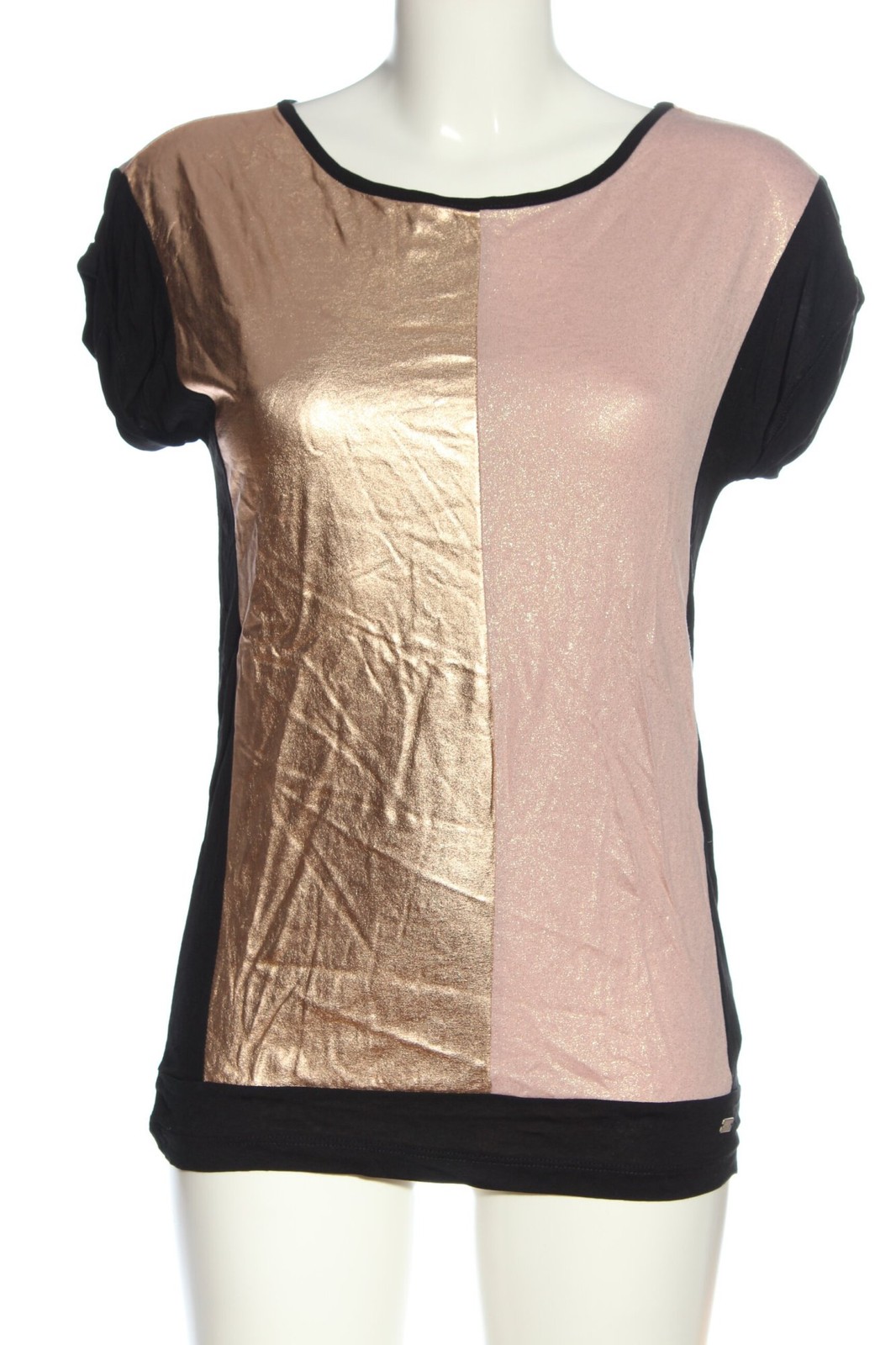LAURA SCOTT Blusa de manga corta Mujeres Blusa Talla EU 32 rosa-color oro-negro