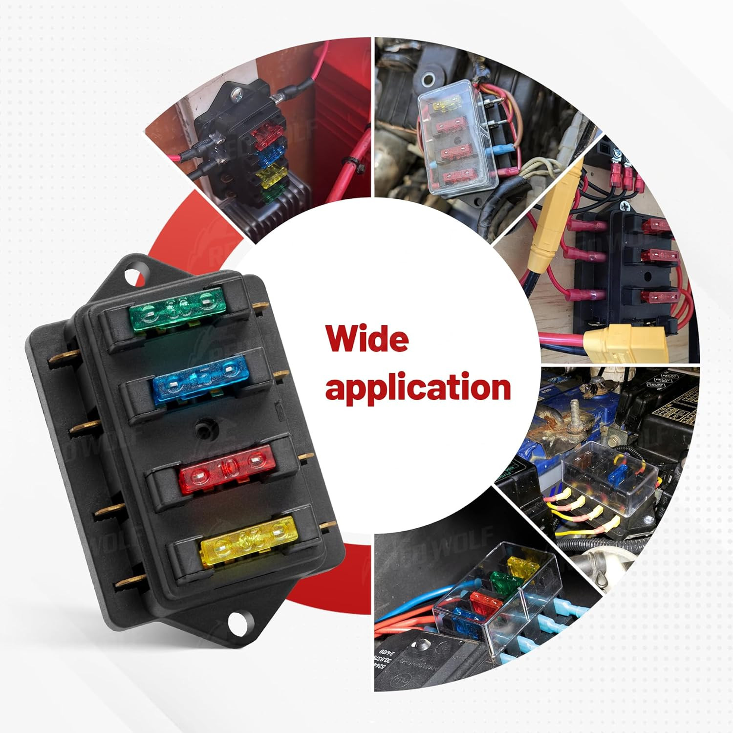 4 Way Blade Fuse Block Box Holder W/Standard Circuit 10V-32V DC for Automotive T