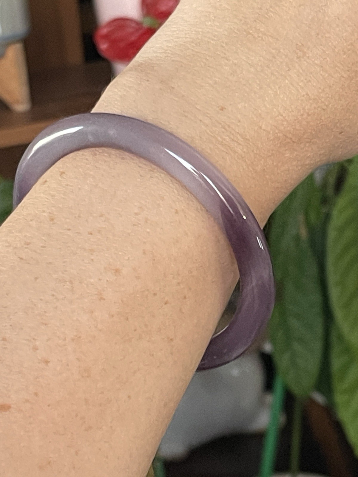 Amethyst Solid Stone Bangle  Bracelet 7.75” - image 4