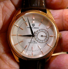 Pagani Design Gold Dress Watch Leather Band, #PD1689, 200meter - Open Box
