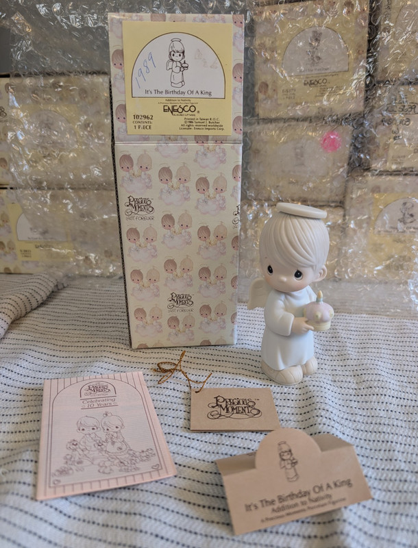 Precious Moments "It's The Birthday Of A King" Angel Porcelain 1986 Boxed