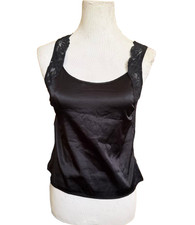 NWOT WACOAL Black Satin and Lace Back Cami Tank Size Small