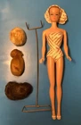 Vtg Mattel BARBIE FASHION QUEEN 1963 Straight Leg #870 Doll Orig Outfit & Wigs