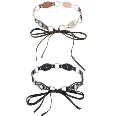 PU Belt With Rhinestones Accents Adjustable Belt For Concerts And Night Event