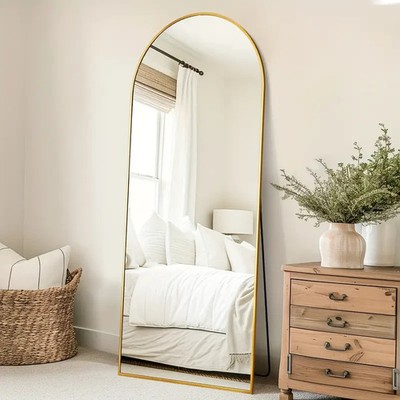 Arched Floor Mirror, Full Length Freestanding Mirror With Stand, 58×19 In