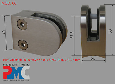 Edelstahl V2A Glashalter für Rohr 42,4 Glasklemme Glass Clamp