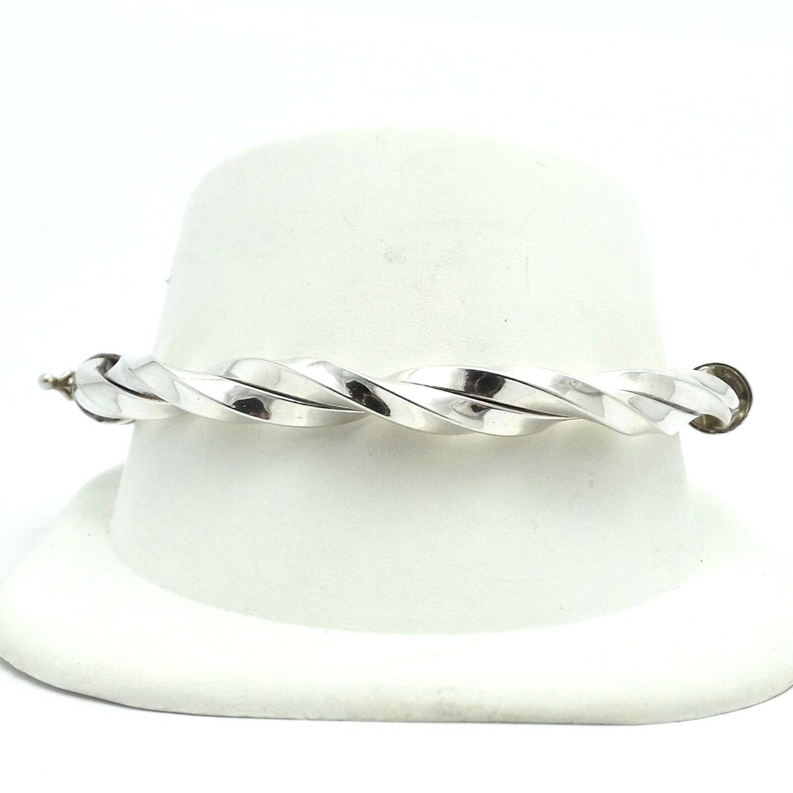 Sterling Silver Square Twisted Hinged Bangle Brac… - image 3