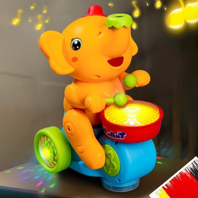 Drumming Elephant Toy Baby Musical Toys Early Learning Interactive (Yellow)