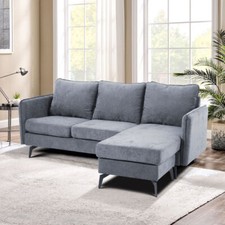 3 Seater Chenille Corner Sofa Reversible Chaise Upholstered L Shape Couch Chairs