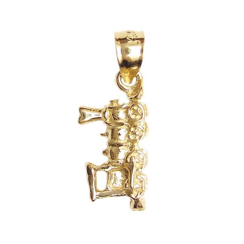 New 14k Yellow Gold 3D Train Engine Locomotive Charm Pendant