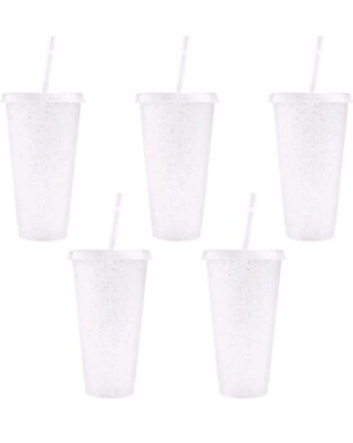 Matt Glitzer Mehrweg Plastik Becher 5 Stück Trinkgeschirr Becher Glitzer