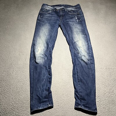 G-Star RAW Arc 3D Boyfriend Jeans Womens 32x32 Low Rise Blue Distressed Faded